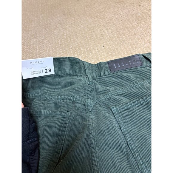 NEW Pacsun Corduroy High-Rise Bootcut Flare-Ankle Green Button Fly Denim Jeans - Picture 11 of 11